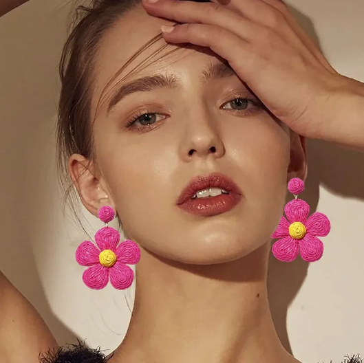 Purple Flower Dangle Earrings