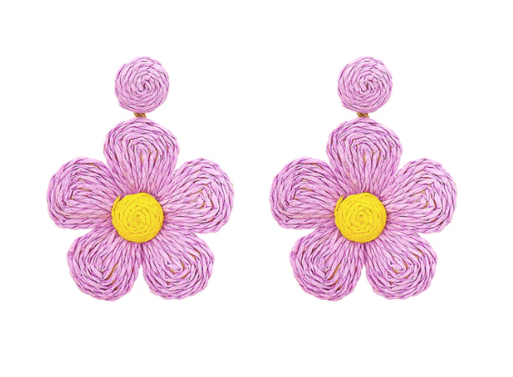 Purple Flower Dangle Earrings