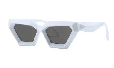 white framed cat eye shaped sunglasses