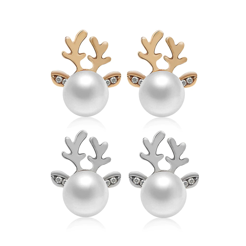 Pearl sales reindeer earrings