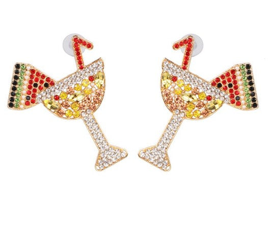 cocktail glass statement earrings with baby pearls