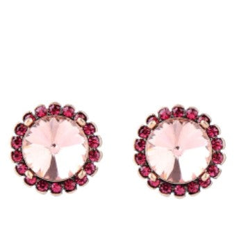 Elizabeth is a vintage stud statement earring with a large champagne coloured crystal boarded by smaller pink crystals. Fun and easy wearing!