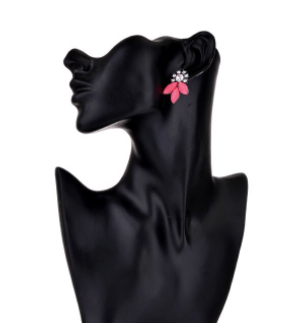 Crystal flower petal stud earring set in vintage black clasping. Very lightweight!