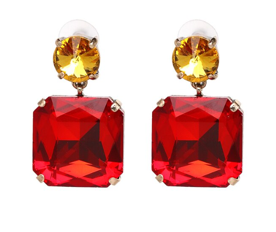 Red and Gold crystal statement drop earrings