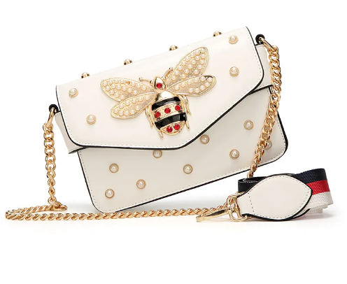 Bee Cross Body Bag with Pearls