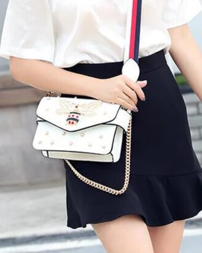 Bee Cross Body Bag with Pearls