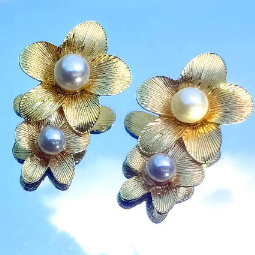 Double Flower Dangle Earrings