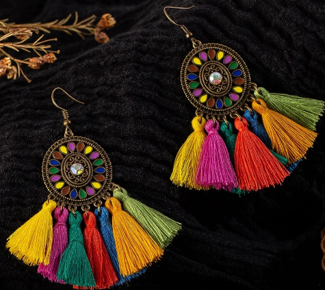 Dreamcatcher tassel Earrings make a stunning statement with their eye-catching colour combinations.