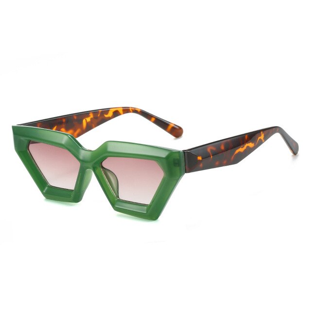 Green framed vintage cat eye statement sunglasses