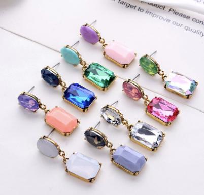 Classic small to medium sized crystal drops in a block colour to match that perfect outfit. Lightweight, understated yet noticeable.