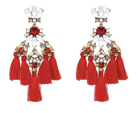 A medium sized flower petal pendant in tassels of three, complimented with matching coloured crystals and resin petals and a contrasting stone in the centre. 