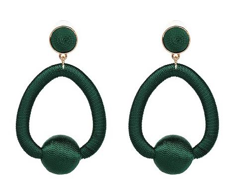 Handmade geometric bold and bright colour drop earrings, made of cotton.