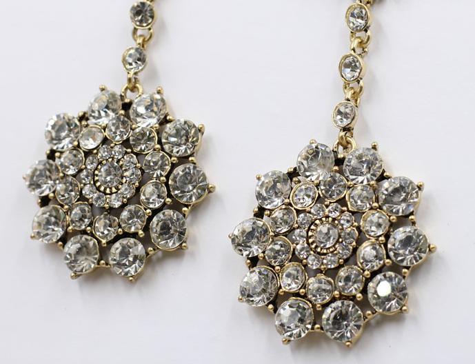 An oversized crystal encrusted double drop. Perfect for a glamorous night out. 