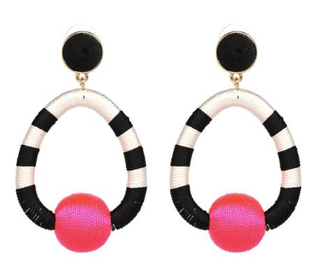 Handmade geometric bold and bright colour drop earrings, made of cotton.