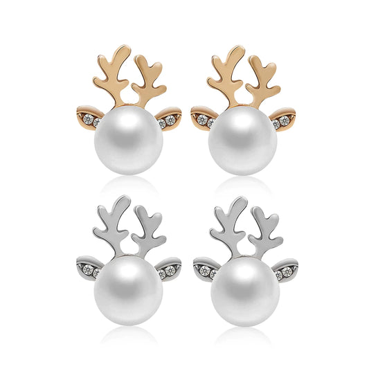 Christmas Pearl Reindeer Earrings