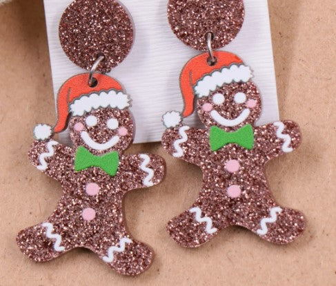 Gingerbread Christmas stud backing acrylic drop earrings, they make the perfect statement.  