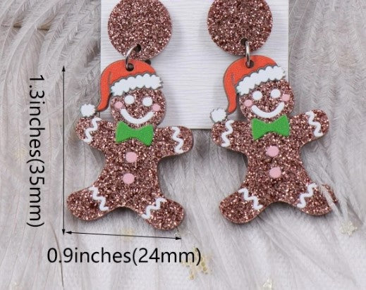 Gingerbread Christmas stud backing acrylic drop earrings, they make the perfect statement.  