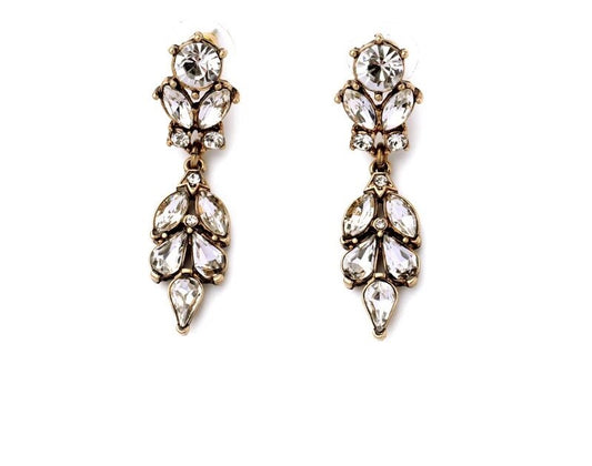 Beautiful inlay crystal vintage flower statement earrings. 