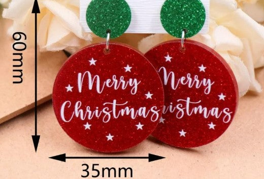 Our Merry Christmas acrylic dangle stud backing statement earrings are the perfect festive earring to say, "Merry Christmas"! 