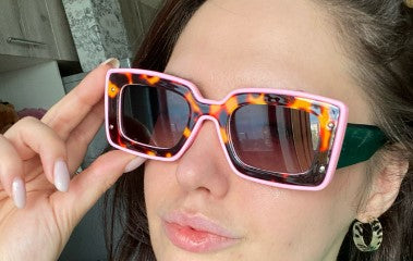 Retro Pink Square Oversized Sunglasses