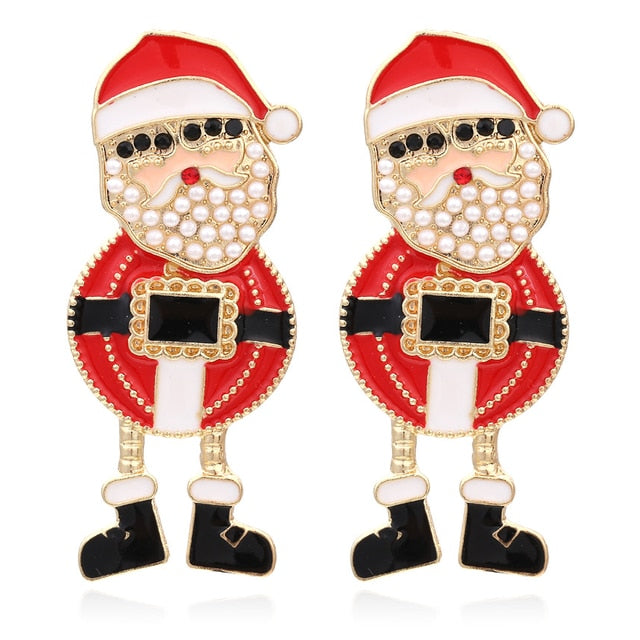 Jolly Santa pearl beard statement earrings with stud backing.  The Christmas essential!