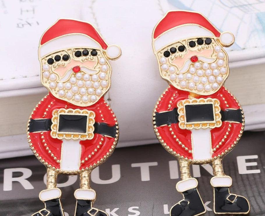 Jolly Santa pearl beard statement earrings with stud backing.  The Christmas essential!