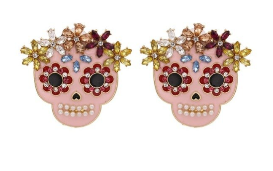 Who said skulls can't be feminine?  Our pink skull stud statement earrings are a must for that weekend BBQ or getting the office talking! 